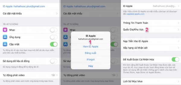 Thay đổi quốc gia/khu vực"