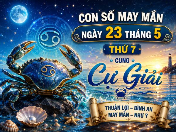 Con số may mắn ngày 23 tháng 5 thứ 7 cung Cự Giải