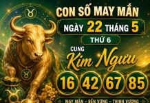 Con số may mắn ngày 22 tháng 5 thứ 6 cung Kim Ngưu
